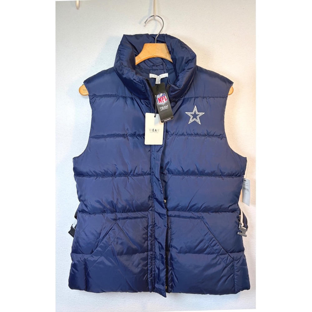 WEAR by Erin Andrews NFL Dallas Cowboys Vest Womens Medium Navy NWT Puffer Belt